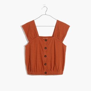 Madewell crinkle knit front button top